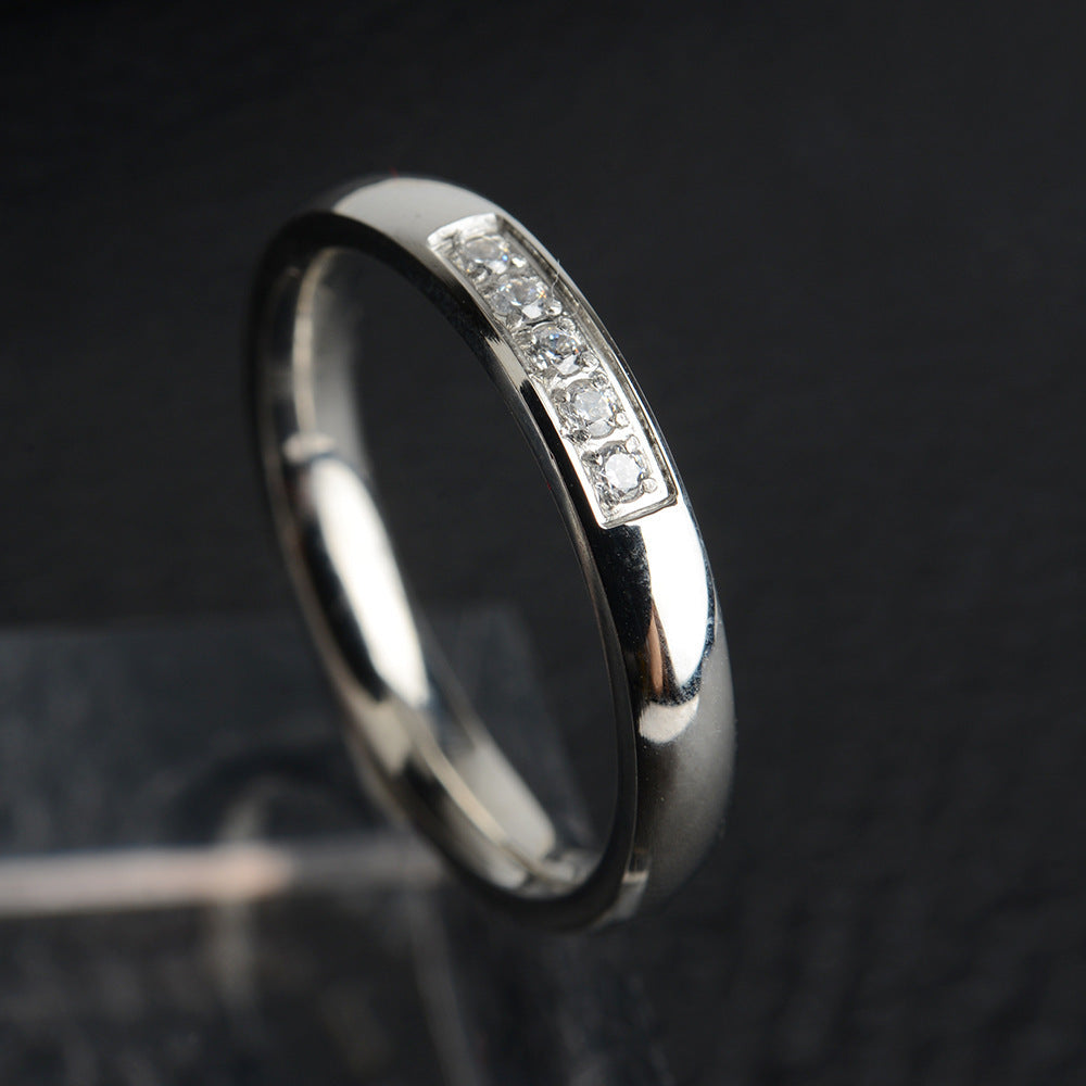 Stainless Steel Ring With Zircon Crystal Crown Inlay For Women Elegant Gold Tone Finish Jewelry Gift DailyWear