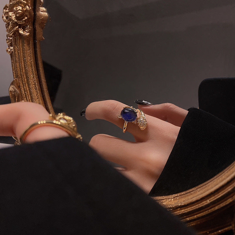 Adjustable Fox Ring Temperature Sensitive Color Changing Ring Crystal Copper Ring Gold Electroplating Animal Jewelry