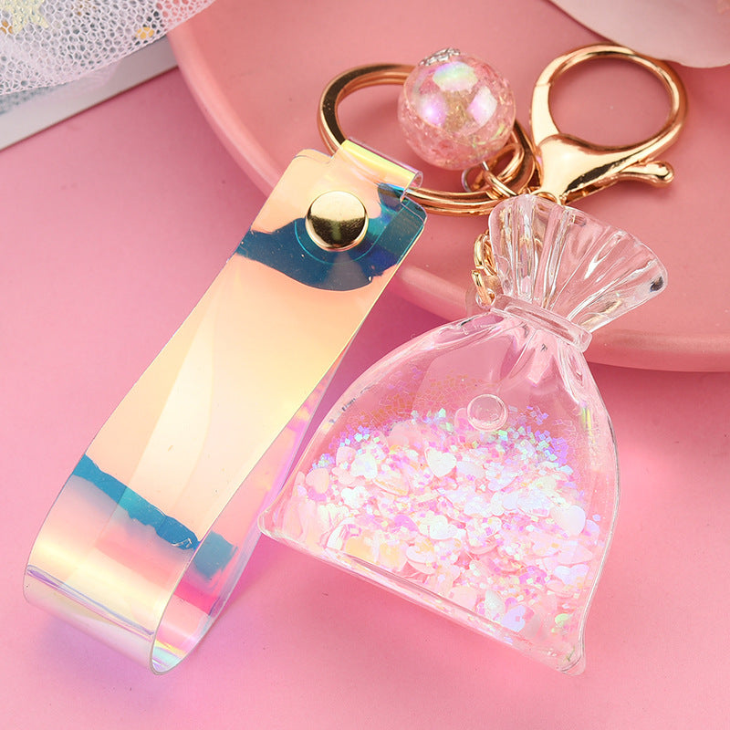 Girl Acrylic Keychain With Metal Accents Cute Purse Pendant Trendy Fashion Accessory For Women And Men Colorful