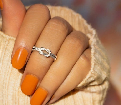 Open Ring Personalized Womens Adjustable Copper Ring With Geometric Design In Platinum Tone Elegant Daily Wear