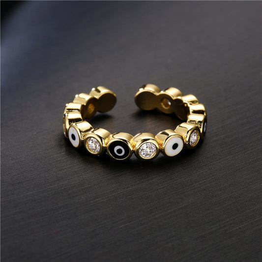 Fashion Dripping Devil Eye Zircon Ring
