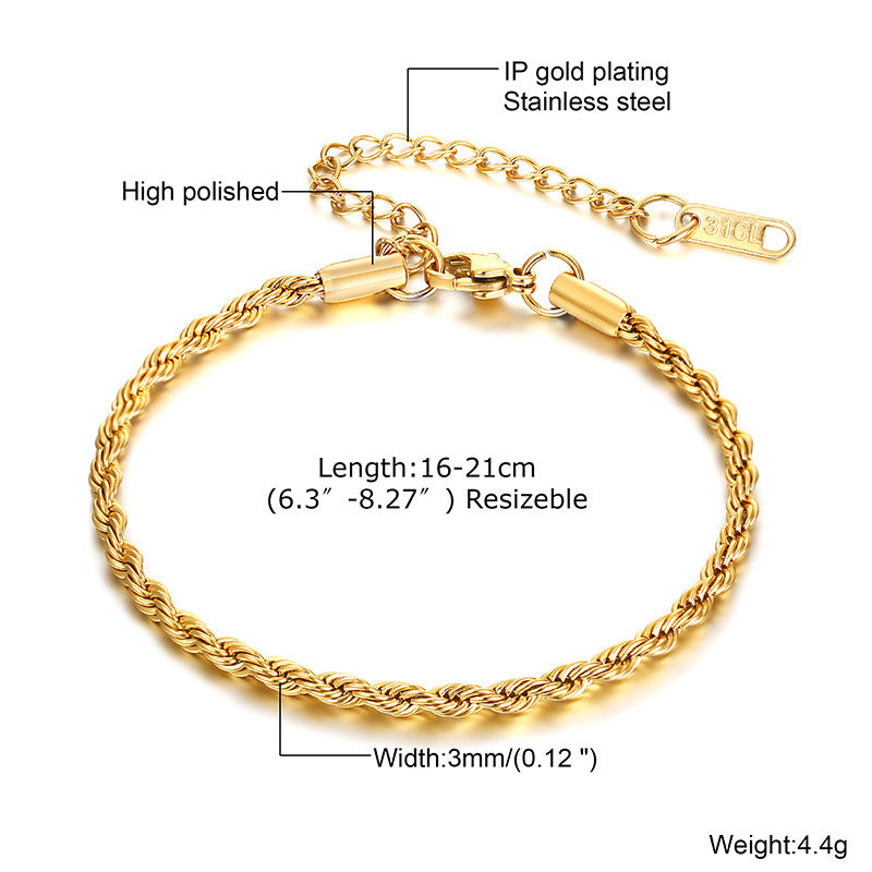 Womens Gold Tone Stainless Steel Twist Bangle Bracelet