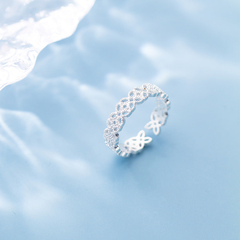 Silver Four Leaf Flower Ring For Index Finger Womens Fashion Jewelry Elegant Floral Design Statement Ring For Occasions