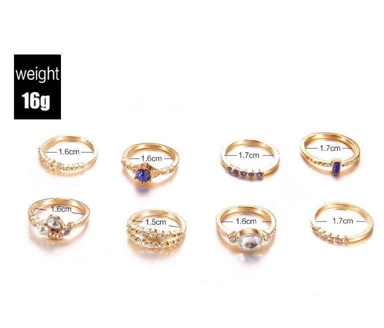 Gold Alloy Gemstone Ring Inlaid with Elegant European American Design for Women Girls Fashion Jewelry Gift Ready