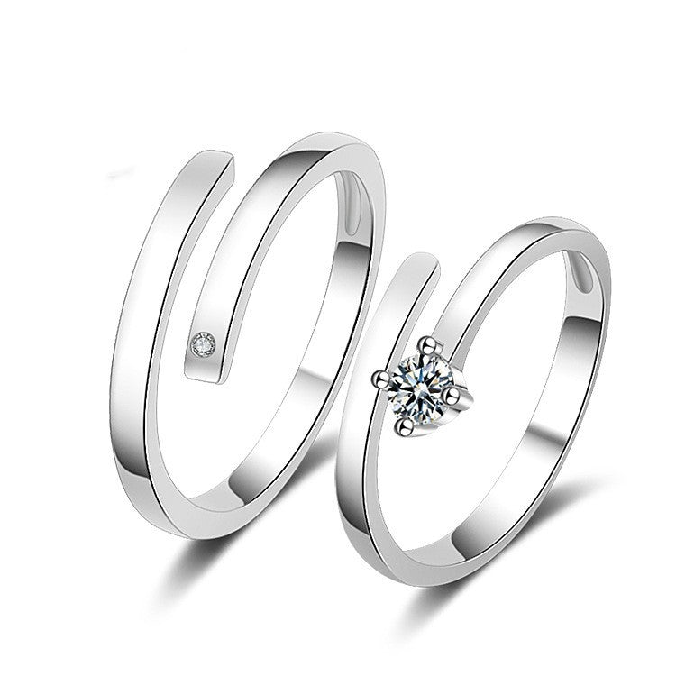 Womens Fashion Ring Elegant White Copper Electroplated Open Design Hand Jewelry Korean Style Stylish Accessory