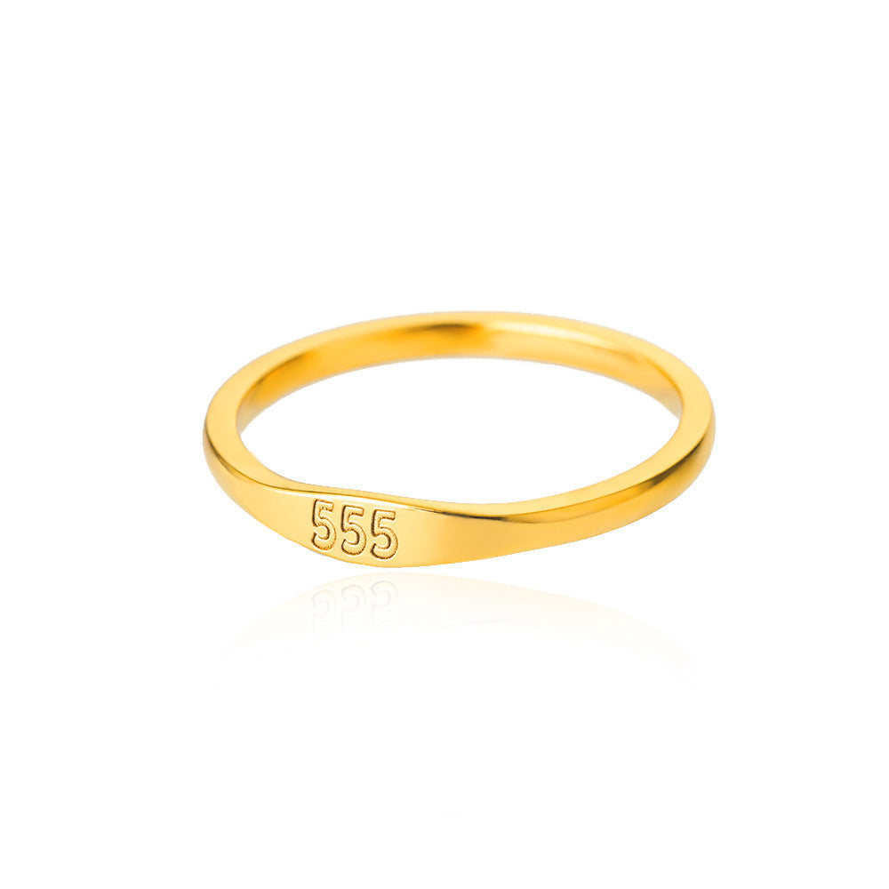 Personalized Ring Customizable Stainless Steel Band With Gold Inlay Engraving Letters Numbers Text For Modern Couples