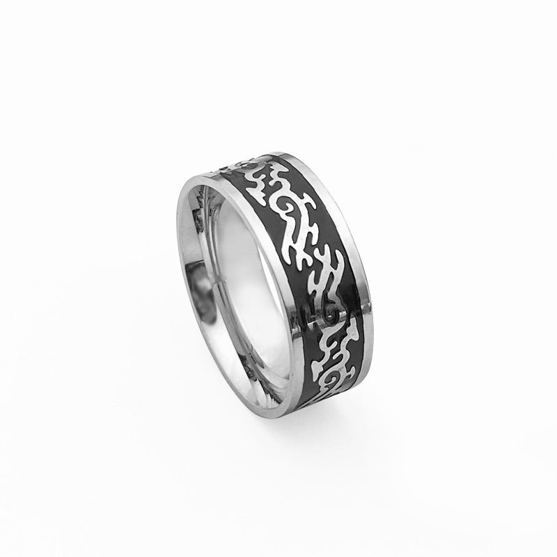 European And American Style Titanium Steel Ring With Dragon Pattern For Unisex Fashion Accessory Jewelry Style