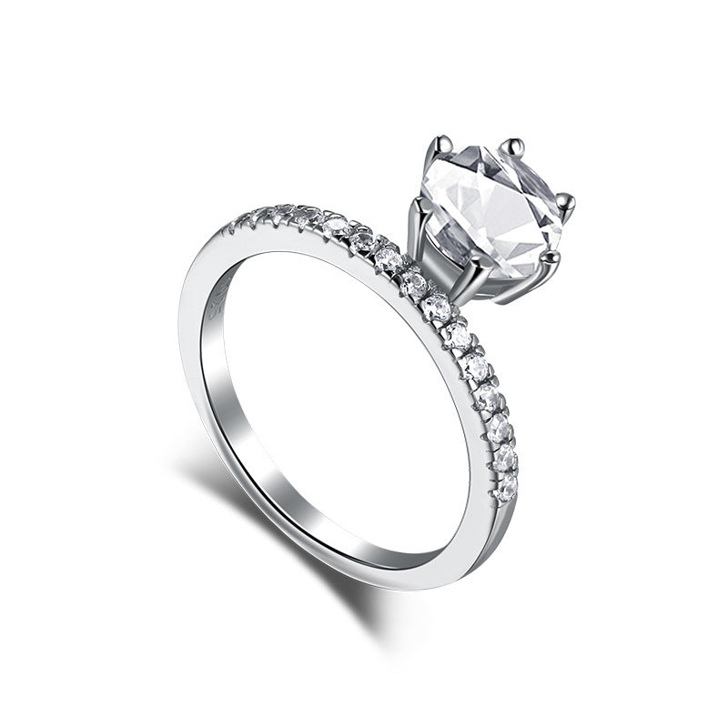 Sterling Silver Diamond Ring For Women Elegant Geometric Ring Rhinestone Wedding Birthday Festival Gift Ladies