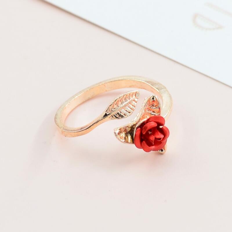 Adjustable Rose Flower Ring Geometric Alloy Ring Electroplated Finish Individually Packed Keepsake Gift Travel