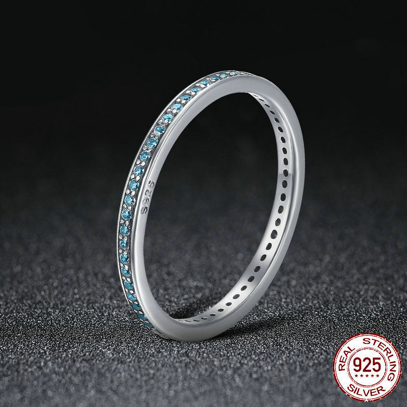Women 925 Sterling Silver Ring With Zircon Lightweight Fashion Band Daily Wear Thin Minimalist Everyday Chic