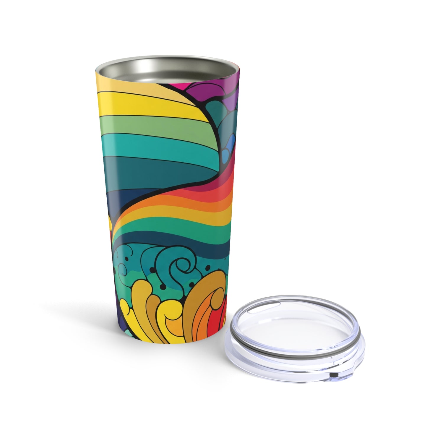 20oz Stainless Steel Tumbler With Printed Design Double Wall Vacuum Insulation Keeps Beverages Hot Or Cold On The