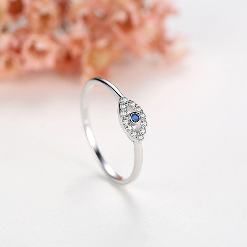 Silver Demon Eye Ring Zircon Inlay Fashion Jewelry For Her