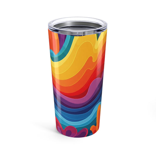 20 Oz Stainless Steel Tumbler With Printed Artwork Double Wall Vacuum Insulated Leak Proof Thermal Coffee Travel