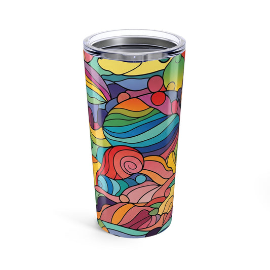 20 Oz Steel Tumbler With Printed Design Double Wall Vacuum Insulated Travel Mug Durable For Hot Or Cold Beverages