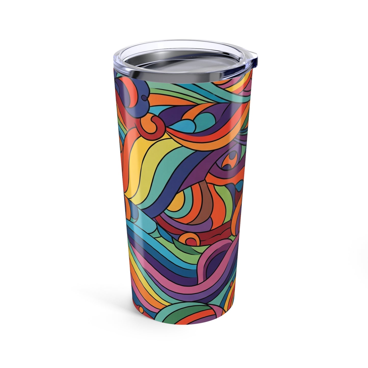 20 Oz Insulated Stainless Steel Travel Tumbler With Printed Artistic Design Leak Proof Lid For Hot And Cold Drinks