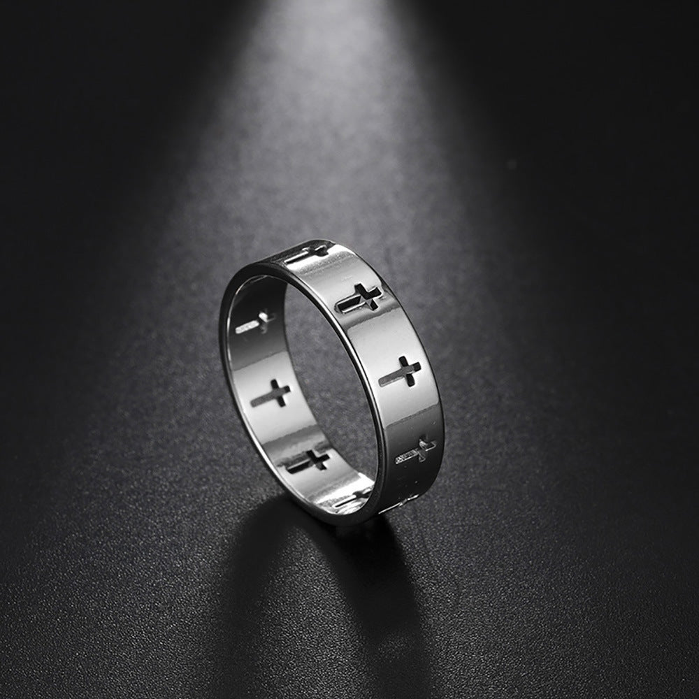 Stainless Steel Hollow Cross Ring For Men And Women Unisex Religious Jewelry Cross Band Ring With Timeless Design