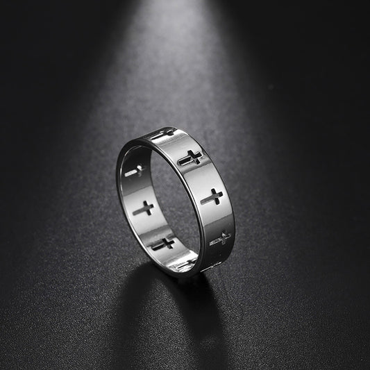 Stainless Steel Hollow Cross Ring For Men And Women Unisex Religious Jewelry Cross Band Ring With Timeless Design