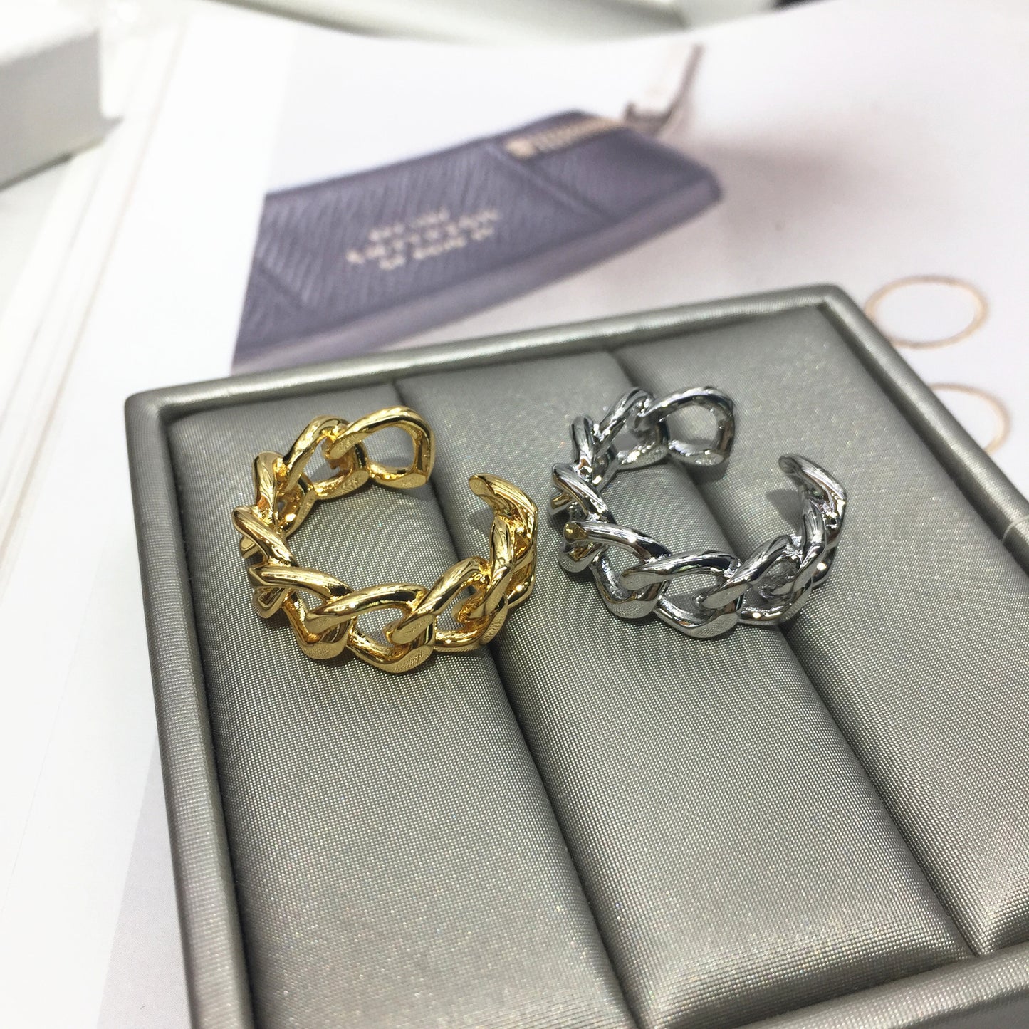 Adjustable Ring Geometric Copper Electroplated Design Nature Inspired Individually Packaged Souvenir Gift Ring