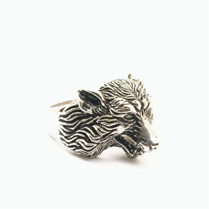 Stainless Steel Wolf Head Ring Animal Zodiac Gift Trade Fair