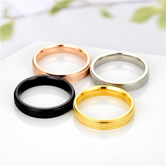 Womens Stainless Steel Frosted Ring 6MM Width 2MM Thickness Simple Elegant Durable Metal Ring Jewelry ForWomen