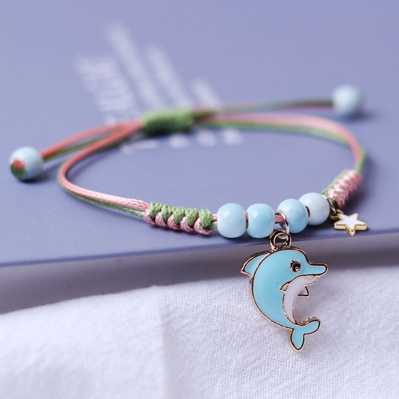 Unisex Dolphin Bracelet Adjustable Ceramic Beads Cartoon Animal Design Friendship Gift Individually Packed Now