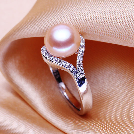 Freshwater Pearl Ring 925 Sterling Silver Alloy For Her Japanese Korean Inspired Elegant Design Everyday Style
