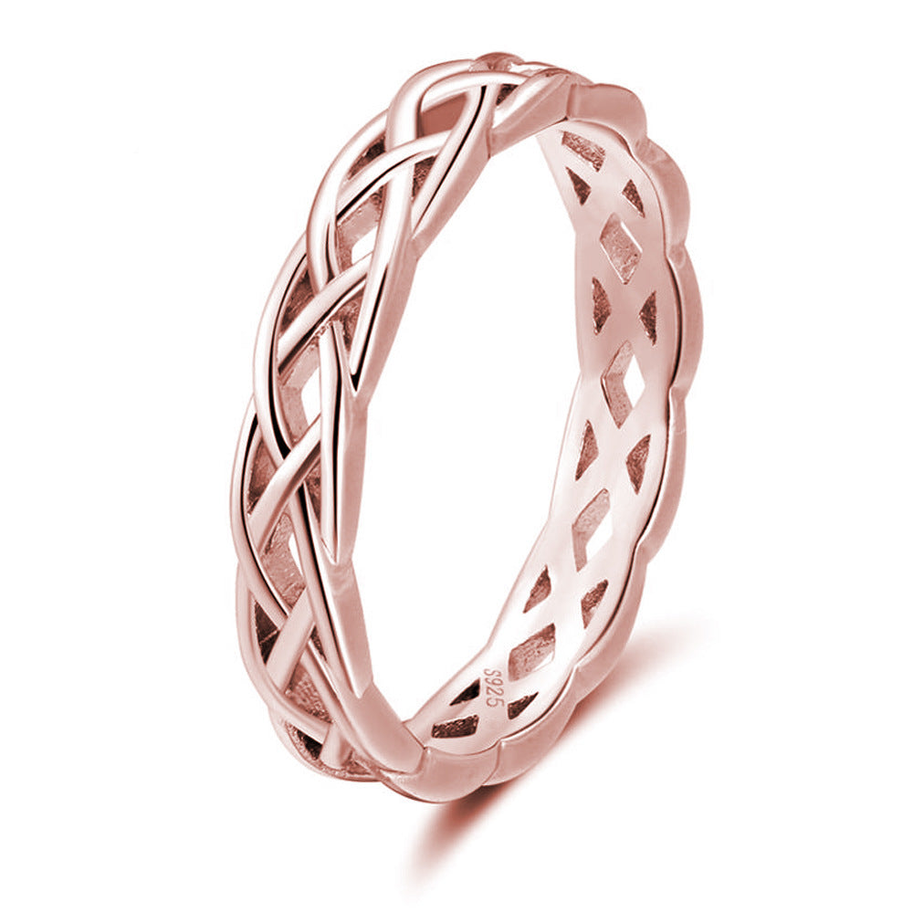 Geometric Copper Ring Electroplated Skeleton Jewelry Rose Gold For Women Gift Idea Elegant Everyday Wear Style
