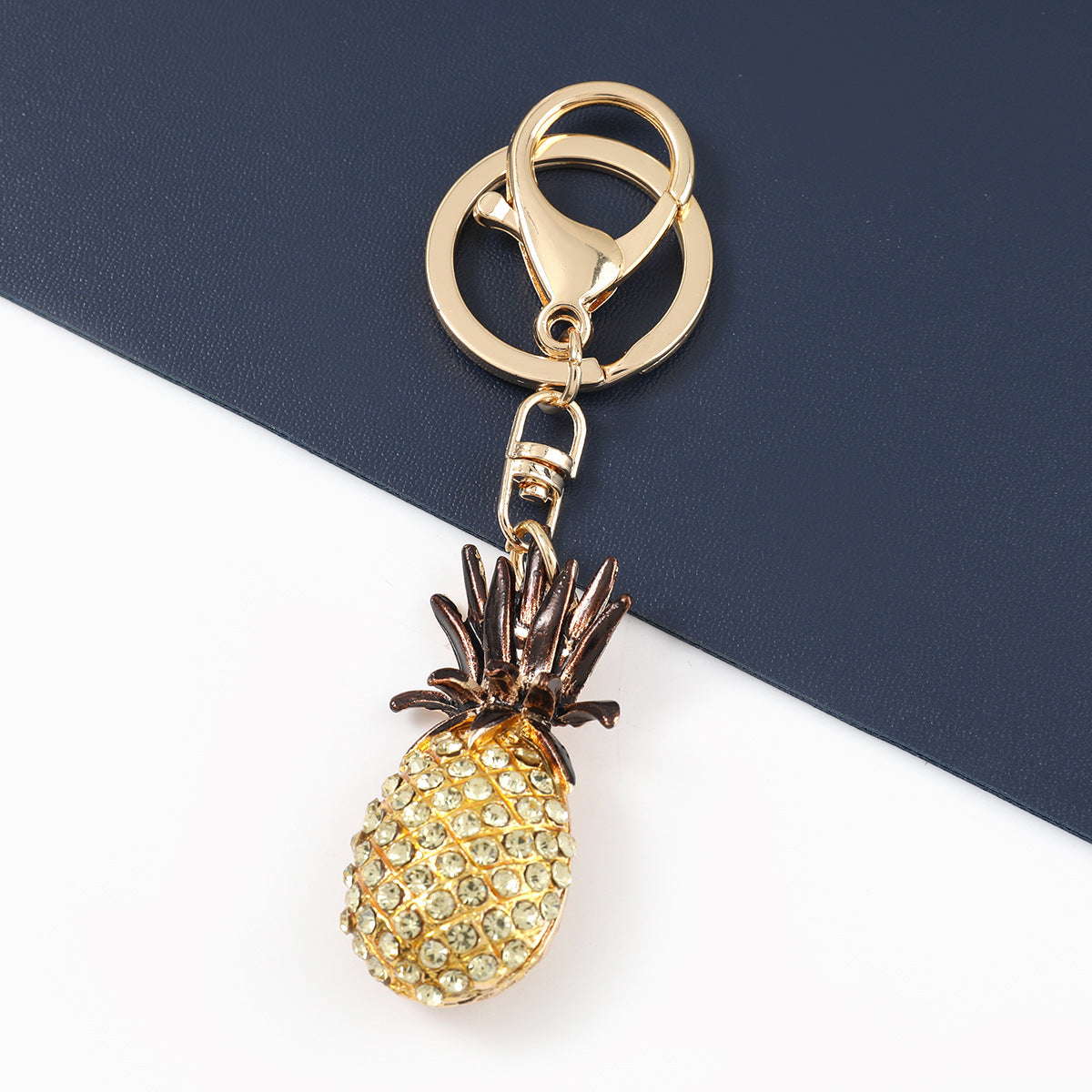 Pineapple Keychain Diamond Accents Stylish Alloy Pendant Keys Bags And More Durable Metal Construction Perfect