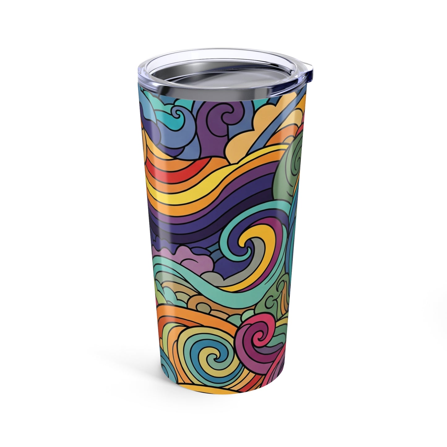 20 Oz Stainless Steel Tumbler With Vacuum Insulation Double Wall Spill Resistant Printed Design For Hot Or Cold