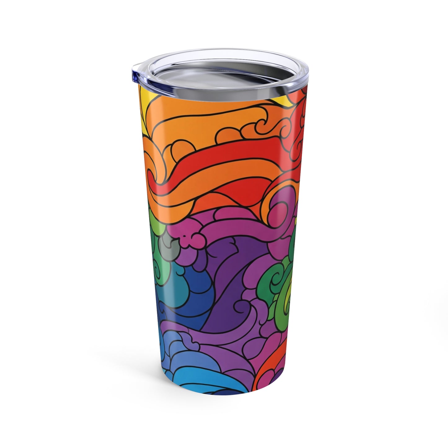 20 Oz Printed Stainless Steel Tumbler With Double Wall Vacuum Insulation Spill Proof Lid For Hot And Cold Drinks