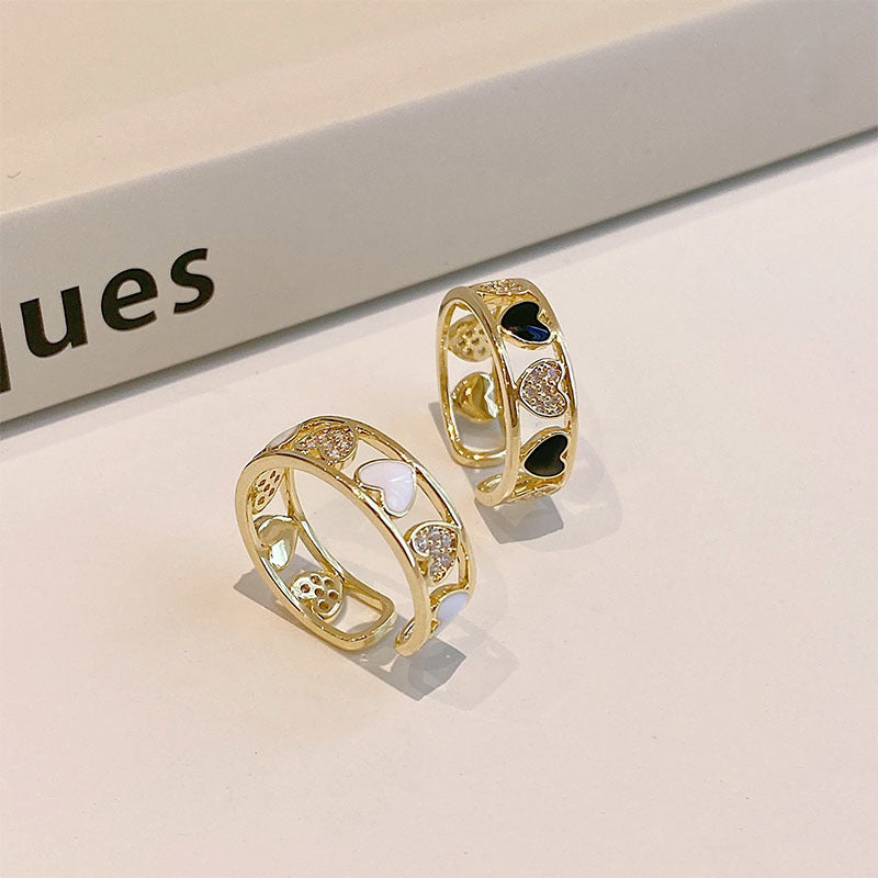 Women Heart Shaped Hollow Ring Copper Electroplated Dainty Elegant Fashion Jewelry Gift For Women Simply Chic