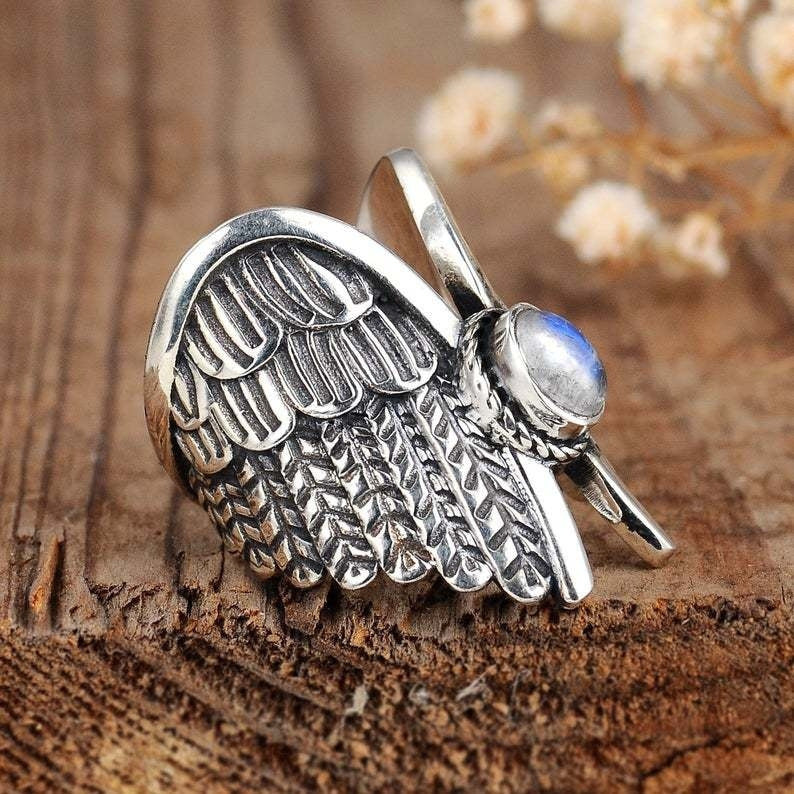 Womens Alloy Ring Angel Wing Design With Gemstones Insect Ring Electroplated Ring Wedding Gifts For Her Fashion