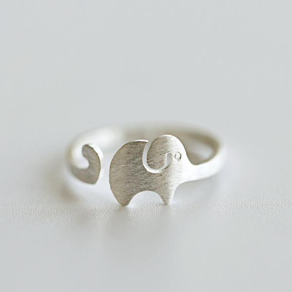 Adjustable Elephant Ring For Women Korean Animal Ring 925 Sterling Plated Finish Silver Jewelry Ring For Women
