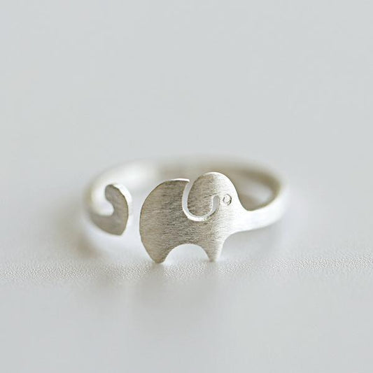 Adjustable Elephant Ring For Women Korean Animal Ring 925 Sterling Plated Finish Silver Jewelry Ring For Women