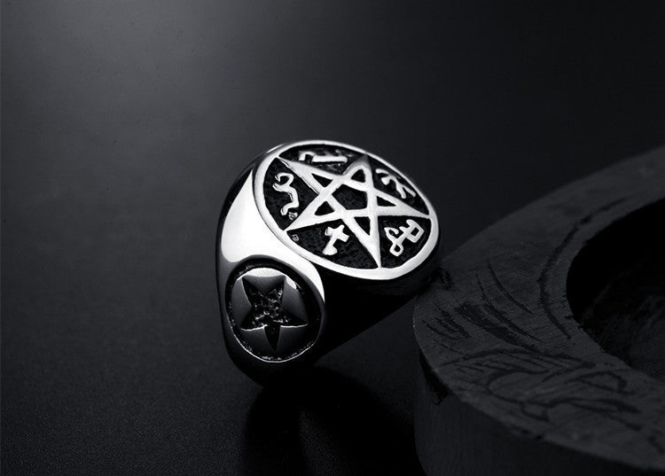 Five-star men's titanium steel ring