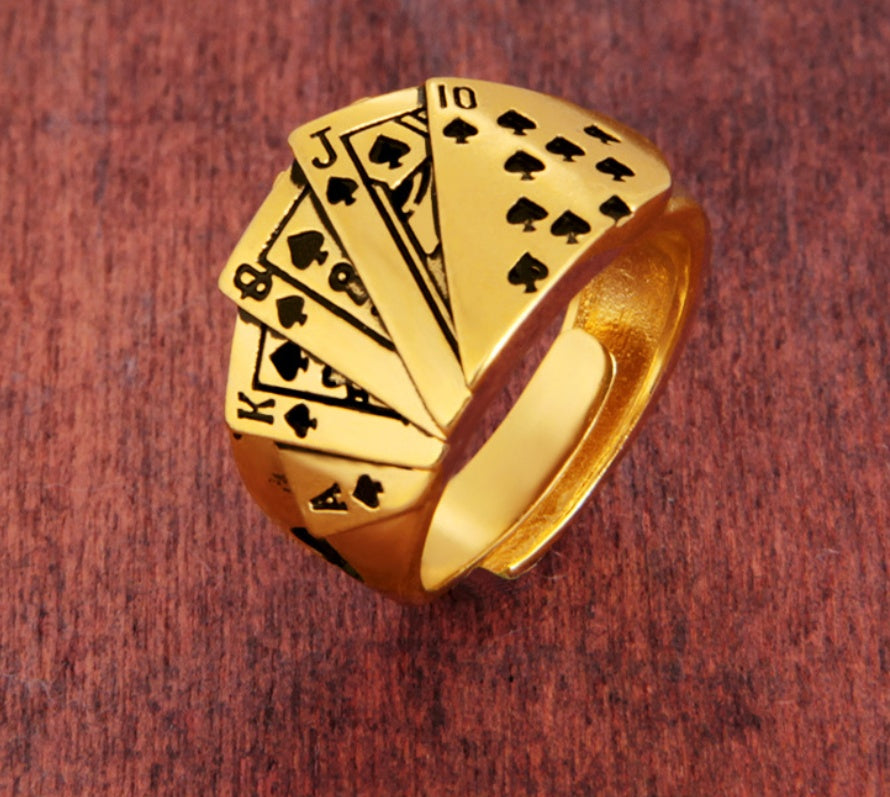 Unisex 24K Gold Plated Ring Diamond Shape Adjustable Opening Ethnic Inspired Brass Jewelry Men Women Shine Lux