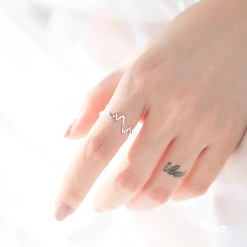 Adjustable Heart Ring Open Design Copper Ring Simple Ring Heartbeat Ring For Women Girls Gift For Her Everyday Wear