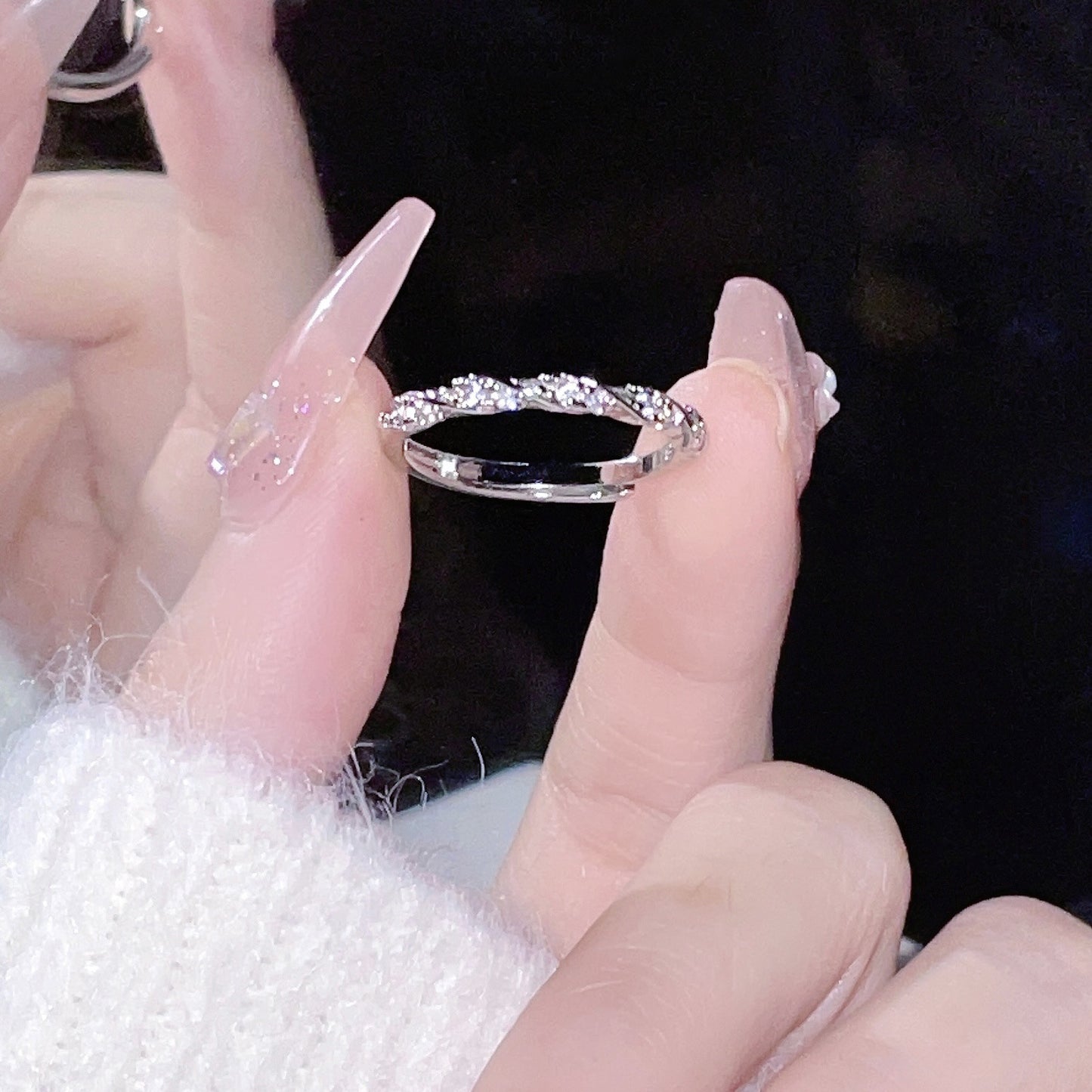 Women's Copper Ring With Diamond Geometric Open Design Adjustable Jewelry Diamond Studded Ring For Women Daily