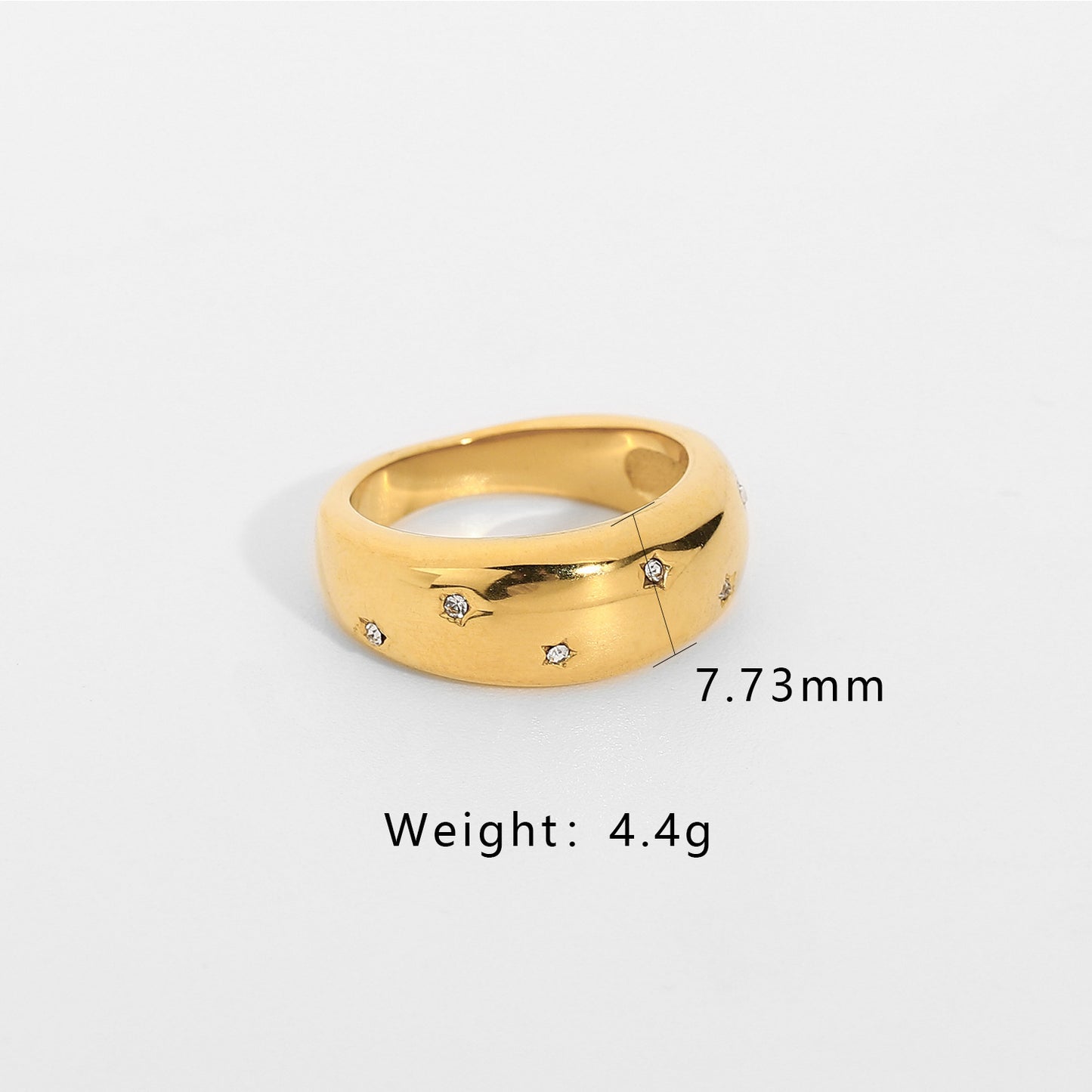Stainless Steel Zircon Ring 18K Gold Plated Band Elegant Jewelry Gift For Her Statement Ring Anniversary Piece