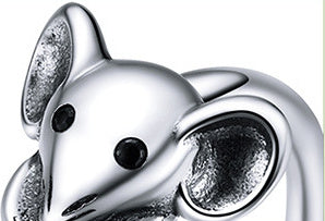 Sterling Silver Animal Ring Cute Mouse Inlaid Gemstone Geometric Ring For Women Girls Thin Band S925 Ring Ring