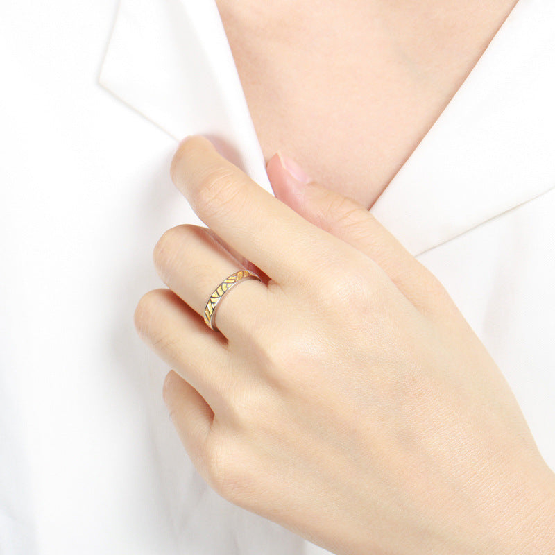 Couple Rings Set For Him And Her Copper Adjustable Wind Wheat Wave Design Literary Rings For Couples Gift Idea