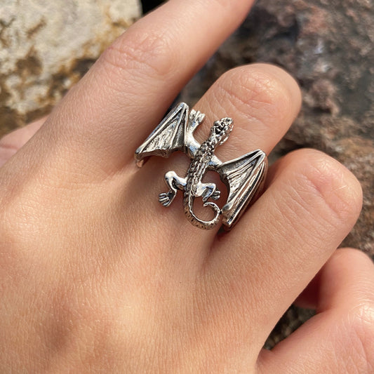 Unisex Bat Ring Adjustable Alloy Geometric Couple Ring European And American Punk Fashion Jewelry Band Unique Gift