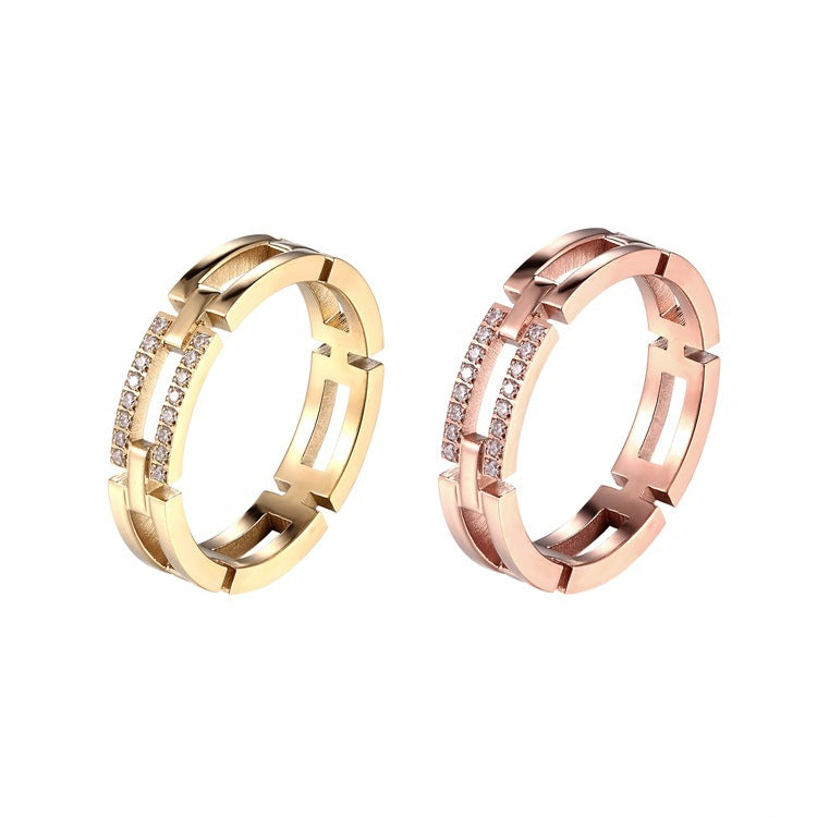 Unisex Titanium Steel Ring Rose Gold Finish Fashion Ring For Women And Men Gold Ring Everyday Wear Upgrade Now
