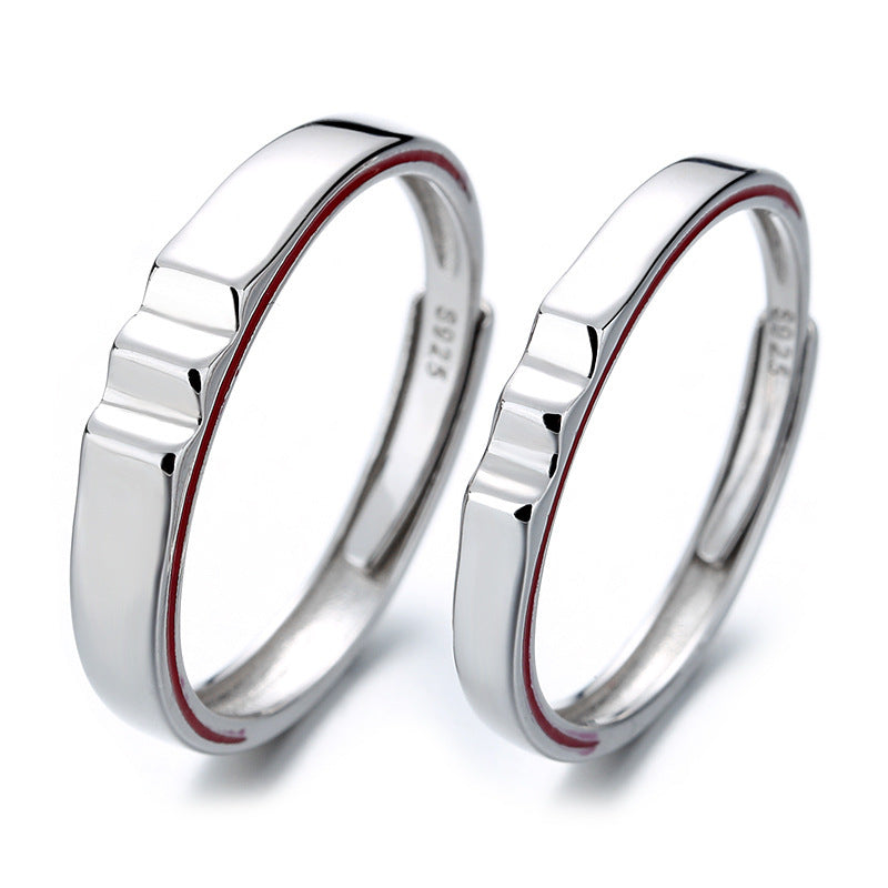 Couple Ring For Long Distance Relationship Matching Silver Rings Set Adjustable Geometric Rings For Men And Women