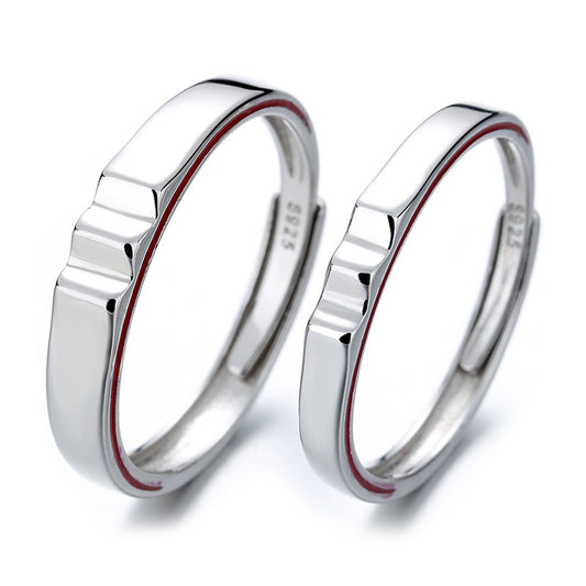 Couple Ring For Long Distance Relationship Matching Silver Rings Set Adjustable Geometric Rings For Men And Women