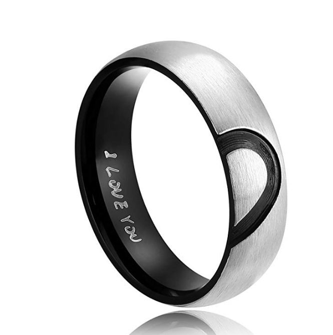 Couple Rings Titanium Steel Frosted Bands 6mm Width 2mm Thickness Carved Electroplated Lightweight Love Rings