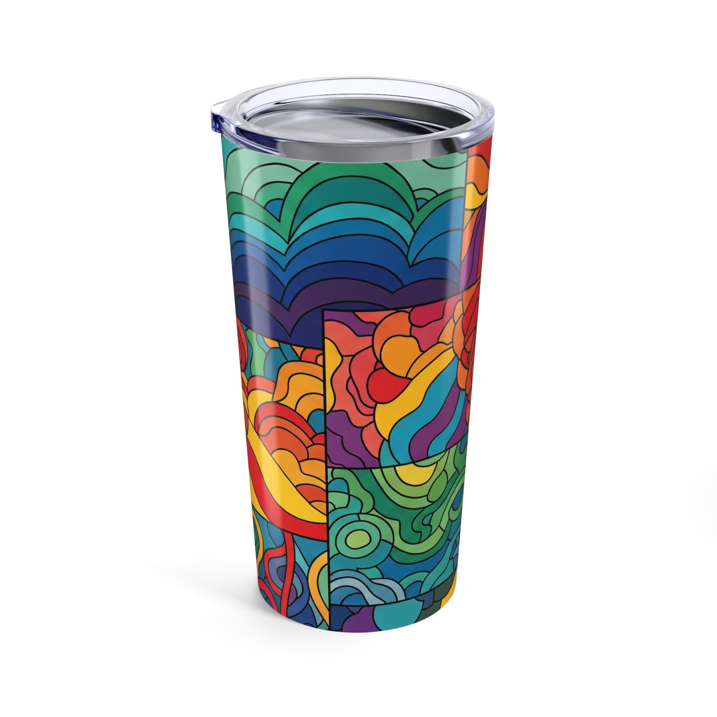 20oz Insulated Stainless Steel Tumbler With Printed Design Leak Proof Lid For Hot Or Cold Beverages Dishwasher Safe