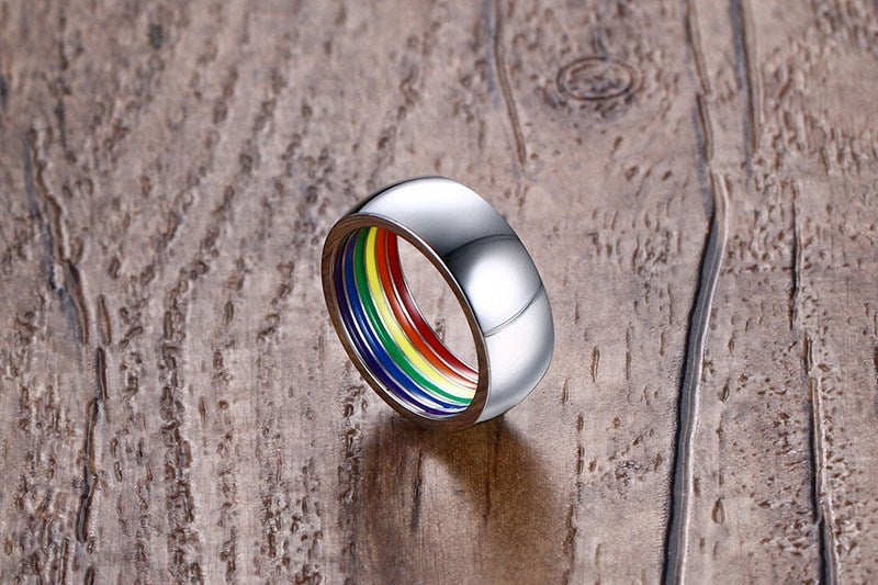 Rainbow Jewelry Ring 8mm Stainless Steel Mens Geometric Ring Silver US Sizes 7 8 9 10 11 12 Rings Jewelry Ring