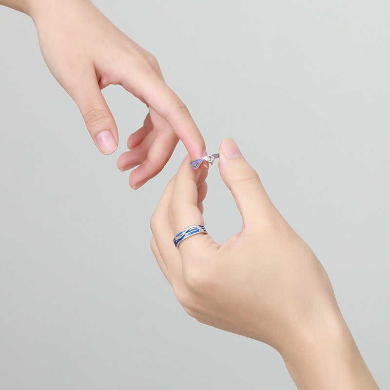S925 Silver Couple Rings Animal Pattern Matching Rings For Men And Women Anniversary Gift Jewelry Elegant Look
