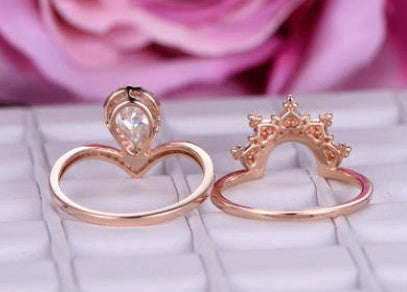 Rose Gold Plated Crown Ring for Women Zircon Two in One Stackable Dainty Elegant Jewelry Perfect Gift for Her Gorgeous